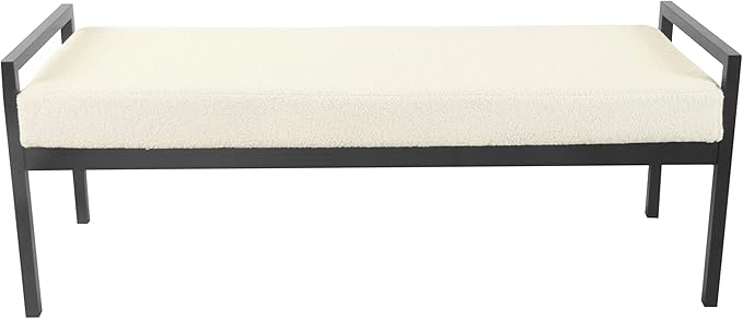 HomePop Modern Metal Bench|Bench for Living Room & Bedroom | Decorative Home Furniture - Cream Sherpa