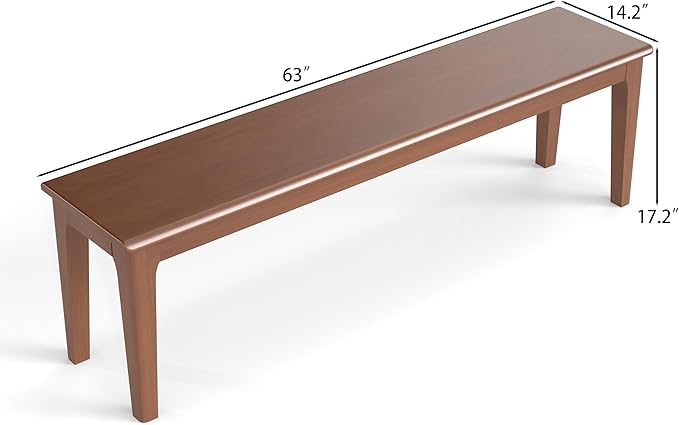 Dining Bench 63" Wood Solid Oak Wooden Bed End/Entryway Bench for Bedroom Living Room Kitchen(Brown)