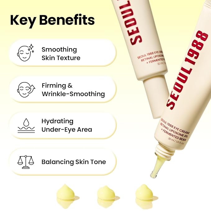 K-SECRET SEOUL 1988 Retinal Eye Cream – Formulated with Advanced Retinal Liposome 4% and Fermented Bean for Smoother, Refreshed-Looking Eyes | Korean Skincare, 30ml / 1.01 fl oz