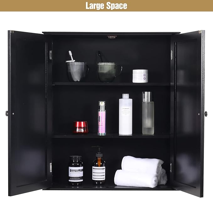 Bathroom Cabinet Wall Mounted,Over Toilet Storage Cabinet with Adjustable Shelves,Medicine Cabinets for Bathroom, Black