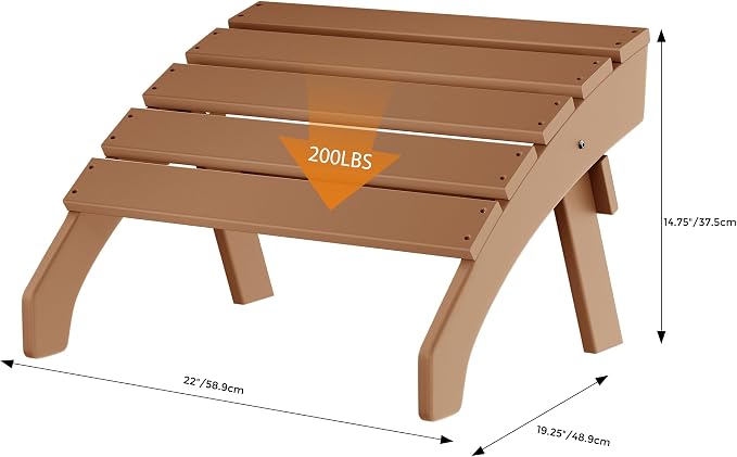Costaelm Adirondack Chair Footrest, Patio Footstool, Ottoman, Outdoor Foot Rest, Waterproof, Teak