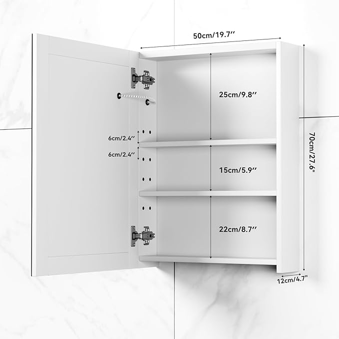Medicine Cabinets for Bathroom,Medicine Cabinet Mirror,Lighted Medicine Cabinet with LED Lights,Adjustable Shelf, 3-Color, Dimmer,Defogger,20"x28"