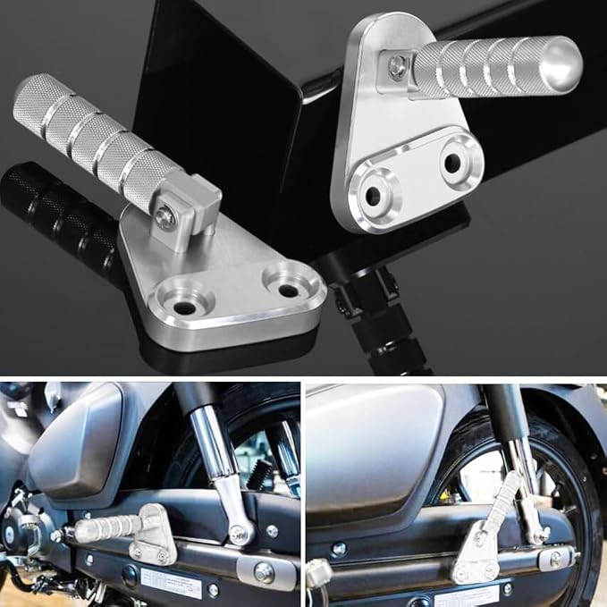 SUPER CUB C125 CNC Rear Folding Step Passenger Footrest Pedal Pegs Compatible with Super Cub 125 JA48 JA58 2018-2024 (Silver)