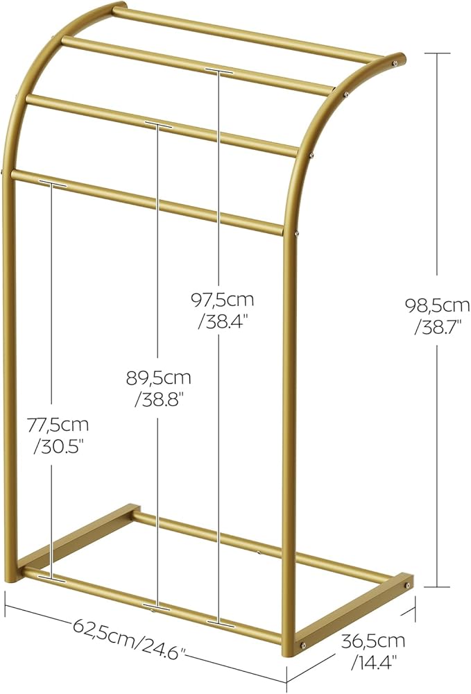 YATINEY Free Standing Towel Rack, 4-Tier Blanket Rack for Bathroom, Pool Towel Stand Display and Drying Rack, Modern Towel Blanket Storage Organizer, Gold CJ07GD