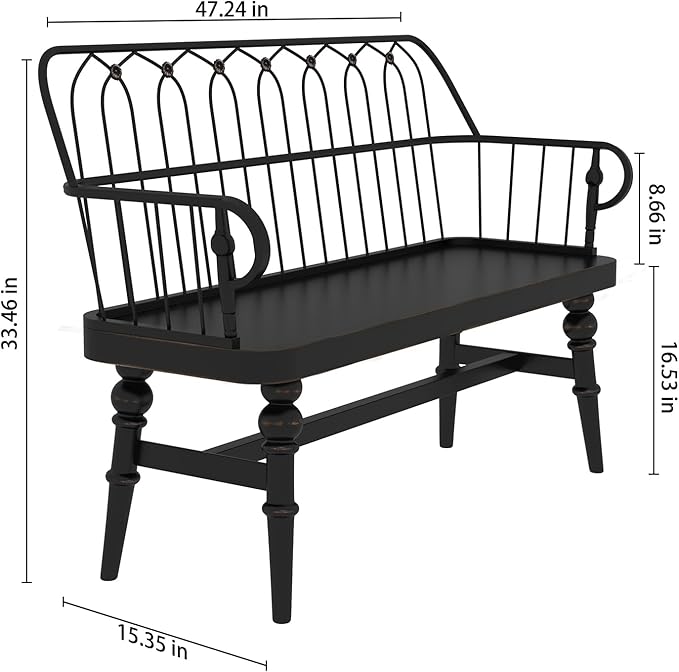 DIBRATY Entryway Bench,Spindle Back Wooden Dinning Bench, Farmhouse Foyer Bench for Entryway, Living Room, Dinning Room, Mudroom