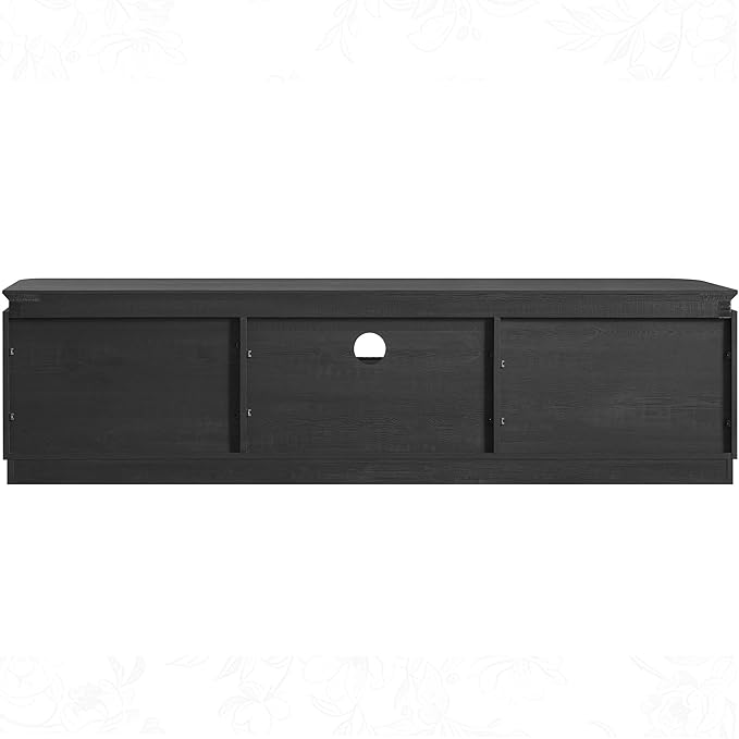 70" Fluted TV Stand for TVs Up to 80", Mid Century Modern Entertainment Center with Drawer, Storage Cabinet, Open Shelf, Wood Low Profile Media TV Console for Livingroom, Black
