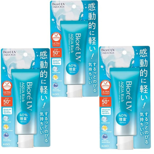 Japanese Sunscreen UV Aqua Rich Watery Essence SPF 50+ PA++++ – Lightweight Water-resistant Based UV Protection Essence for Face & Body,Oil-Free, Non-Greasy,Sensitive Skin Safe, Fragrance-Free (3)