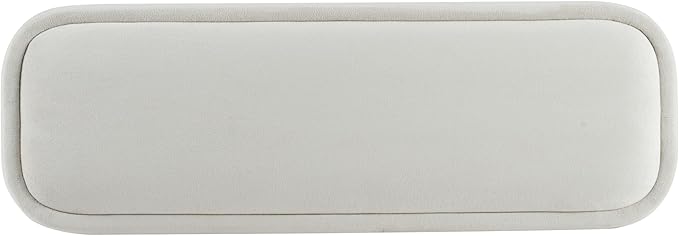 Christopher Knight Home Damas Fabric Upholstered Dining Bench, Wooden Entryway Bench, Long Sofa Footstool for Living Room, Bedroom End of Bed Bench, Milky White+Walnut