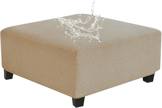 Levoberg Waterproof Square Ottoman Cover Large Square Folding Storage Ottoman Bench Slipcovers Footrest Stool Covers Oversized Ottoman Coffee Table Covers Cube with Elastic Bottom L Sand