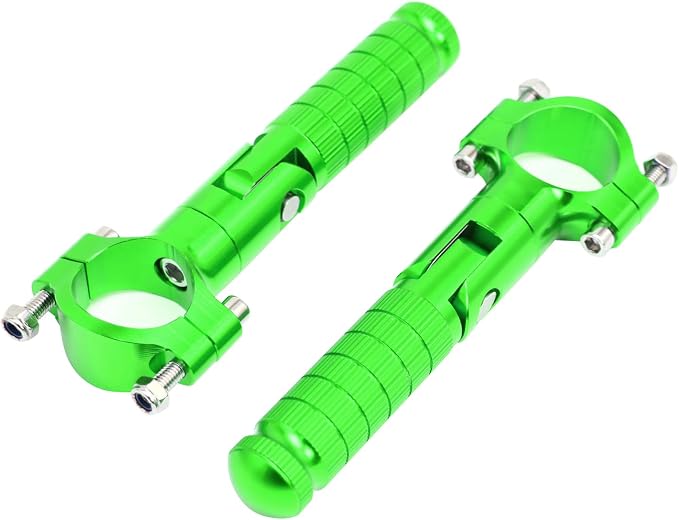 Foot Pegs Non-sliding Footrest Motorcycle Bicycle Folding Foot Pegs 90 Degree Foldable Electric Motorbike Passenger Footrests Rearsets Rear Set Footpegs Foot Rest Pedals (Green)