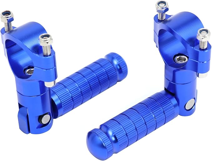 Foot Pegs Non-sliding Footrest Motorcycle Bicycle Folding Foot Pegs 90 Degree Foldable Electric Motorbike Passenger Footrests Rearsets Rear Set Footpegs Foot Rest Pedals (Blue)