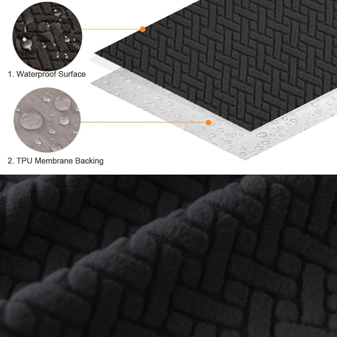 Levoberg Waterproof Square Ottoman Cover Large Square Folding Storage Ottoman Bench Slipcovers Footrest Stool Covers Oversized Ottoman Coffee Table Covers Cube with Elastic Bottom M Black