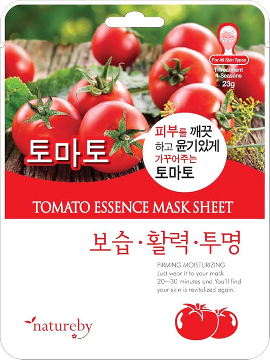 TNB Natureby Collagen Essence Korean Face Mask(10 sheets), Moisturizing Mask Sheet Pack, Korean Skin Care For All Skin Types. (Tomato)