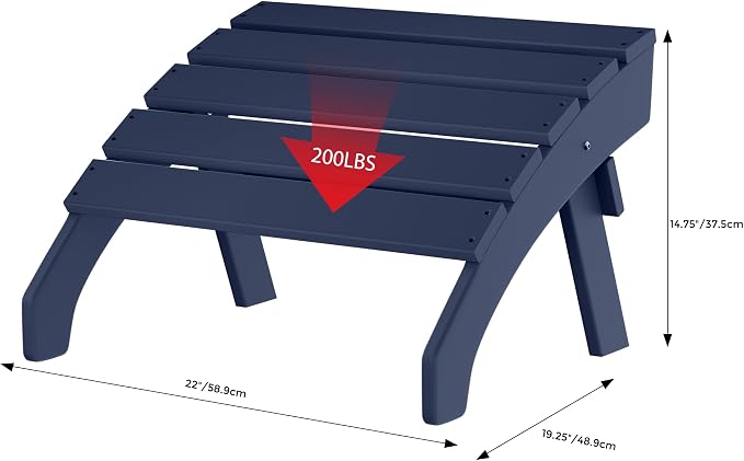 Costaelm Adirondack Chair Footrest, Patio Footstool, Ottoman Outdoor Foot Rest for Patio Waterproof, Adirondack Ottoman Patio Footstool, Navy Blue