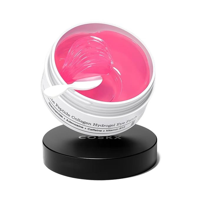 COSRX Pink Peptides Collagen Hydrogel Eye Patch for Puffy Eyes, Dark Circles & Fine Lines, Cooling Under Eye Patches (60), Korean Skin Care