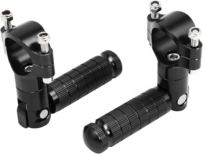 Foot Pegs Non-sliding Footrest Motorcycle Bicycle Folding Foot Pegs 90 Degree Foldable Electric Motorbike Passenger Footrests Rearsets Rear Set Footpegs Foot Rest Pedals (Black)