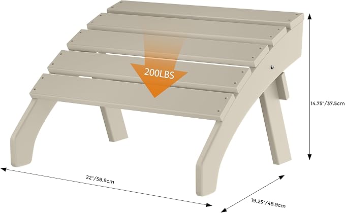 Costaelm Adirondack Chair Footrest, Patio Footstool, Ottoman, Outdoor Foot Rest, Waterproof, Sand