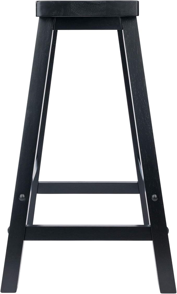Winsome Satori Saddle Seat Counter Stool, 24" in Black, Classic Backless Bar Chairs for Kitchen & Dining Room Seating, Timeless Essential Furniture for Home, Dorm, Apartments