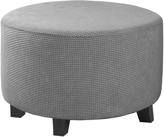 H.VERSAILTEX Ottoman Cover Stretch Ottoman Slipcover Round Ottoman Storage Cover Folding Stool Covers Furniture Protector Cover for Footrest Ottoman Fit Dia 20" - 23",Dove