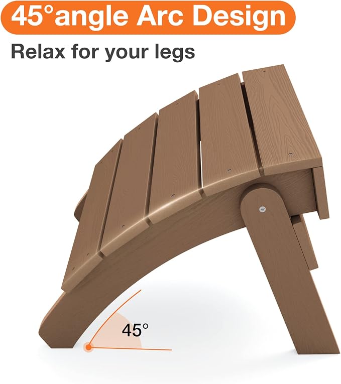 YEFU Adirondack Ottoman, Patio Foot Rest, Adirondack Foot Rest, Folding Adirondack Footstool for Outdoor, Porch, Backyard, Garden, Fire Pits-Teak