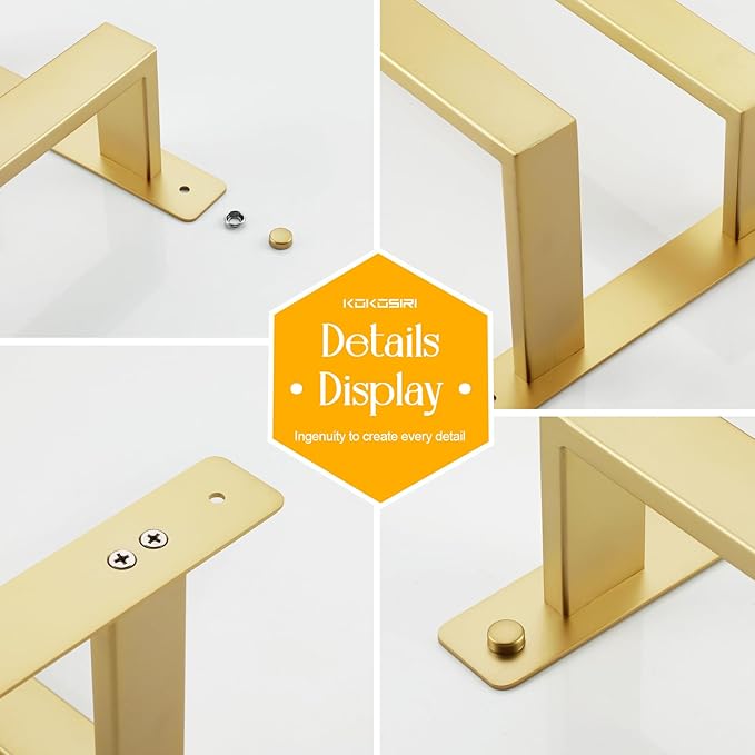 KOKOSIRI Bath Towel Bars Bathroom 2-Tiers Ladder Brushed Gold Towel Rails 32-Inch Towel Holders Wall Mounted Towels Shelves Rack Stainless Steel, B5008BG-L32