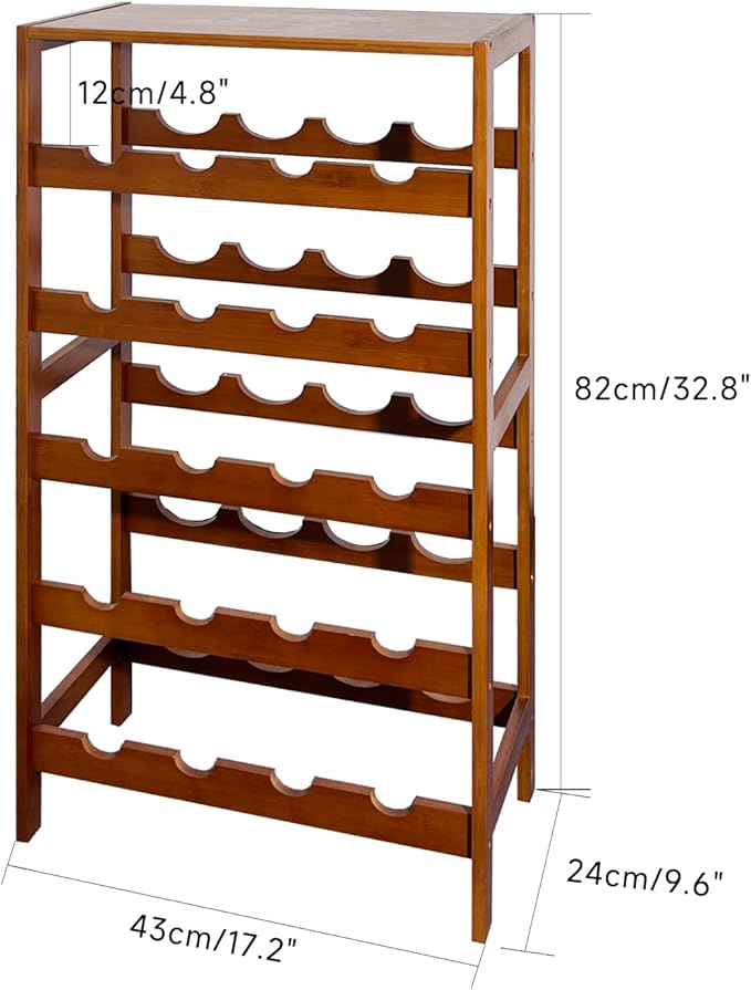 20 Bottle Wooden Wine Rack with Table Top, 5 Tier Bamboo Freestanding Floor Wine Storage Holder, Retro Minimalist Style Home Decorations Wine Display Shelves for Kitchen Dining Room Bar