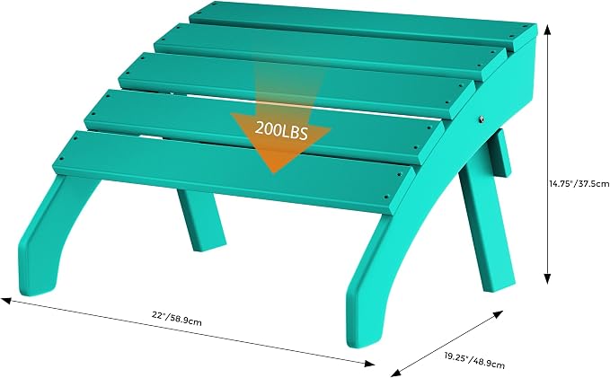 Costaelm Adirondack Chair Footrest, Patio Footstool, Ottoman Outdoor Foot Rest for Patio Waterproof, Adirondack Ottoman Patio Footstool, Turquoise