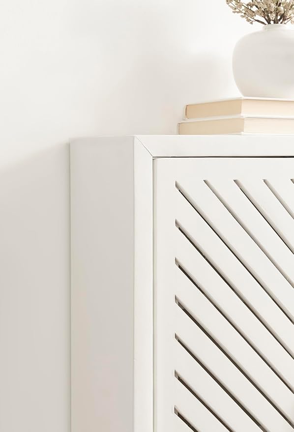 Kate and Laurel Mezzeta Decorative Coastal Two-Door Floating Bathroom Cabinet; 22 x 7 x 28; White; Decorative Over Toilet Storage Cabinet for Use as Bath Storage or Living Room Decor
