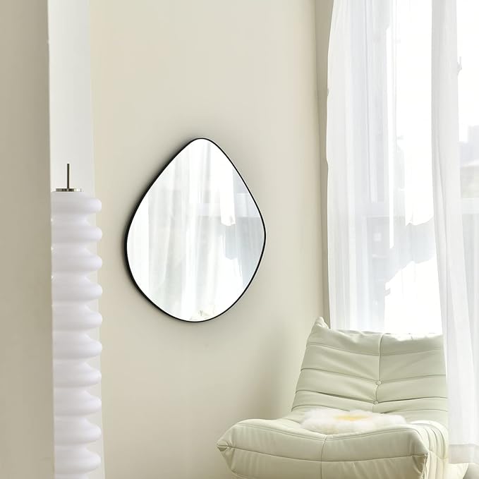 Irregular Wall Mirror Matel Matte Black Framed Wall Mirror for Living Room Bedroom Bathroom Entryway Wall Decor 19.8" L x 19.0" W ELE-005B