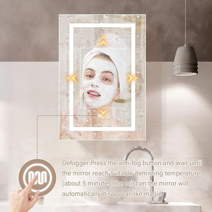 LED Medicine Cabinet,Bathroom Mirror Cabinet with Lights,16×24inch,Equip with Internal Light,Aluminum Construction,USB Shaver Socket,3 Color,Dimmer,Demister,Surface Mounted and Recess Mounted