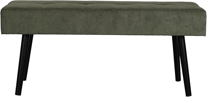 Comfy to go Entryway Bench - Green Bench for Bedroom, Modern Ottoman End of Bed, Corduroy Padded Benches for Living Room, Foyer, Mudroom, Hallway - 39" L x 14" W x 17" H