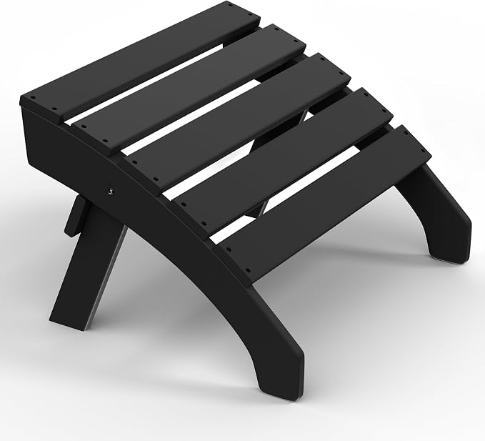 Costaelm Adirondack Chair Footrest, Patio Footstool, Ottoman Outdoor Foot Rest for Patio Waterproof, Adirondack Ottoman Patio Footstool, Black