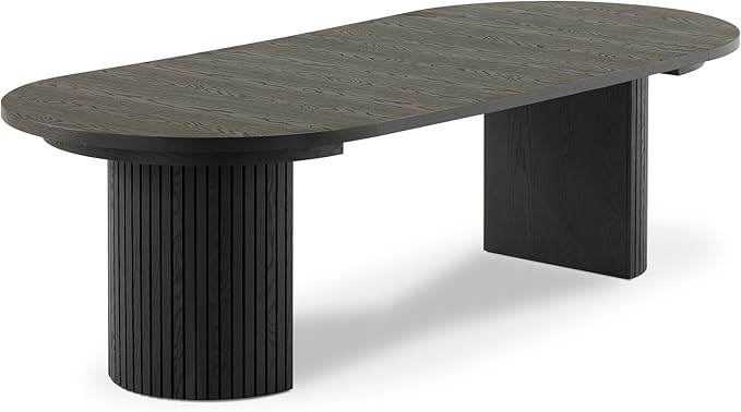 Transformer Table - Solid Wood Extendable Round Dining Table, Extendable Round Dining Table, Space-Saving Modern Furniture, Elegant and Functional Design, Black (Table Only)