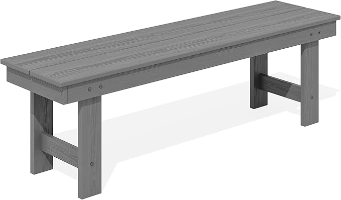 SERWALL 2-Person Outdoor Bench Backless, HDPE Outdoor Benches Weatherproof, 660 Lbs Weight Capacity, Poly Lumber Patio Furniture for Garden, Porch and Park, Grey