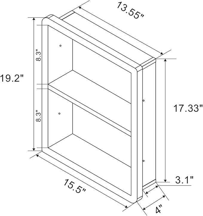 IDYLLOR Shower Niche 14x18, Recessed Medicine Cabinet Without Mirror, 304 Stainless Steel Bathroom Storage Cabinet with Shelf, Waterproof Wall Niche for Bathroom in Matte Black