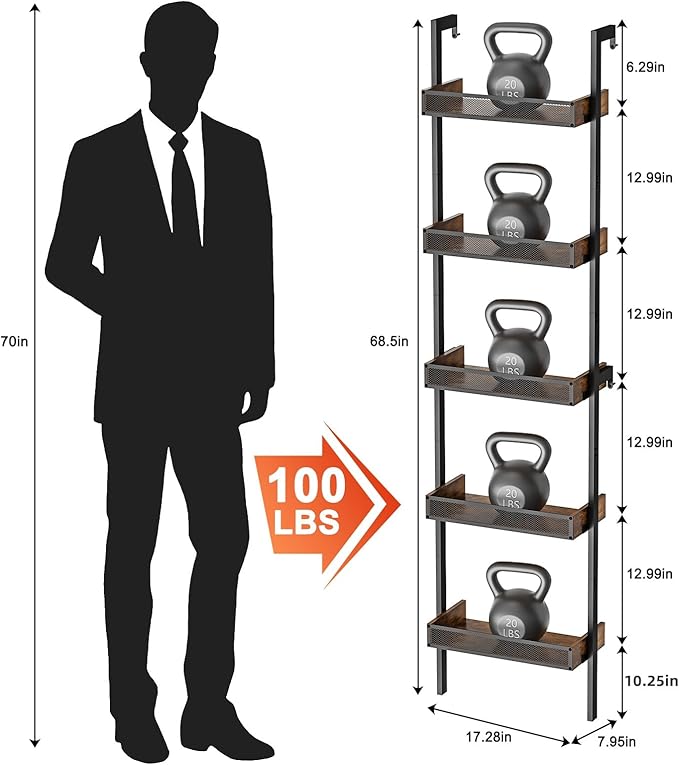 5-Tier Freestanding Wine Racks: 50 Bottles Wine Rack Shelf Wall Mounted with Fences, Wines Bottle Holder Display Shelf, Liquor Storage for Kitchen, Dining Room, Bar, Wood, 17.28''L x 7.95''W x 68.5''H