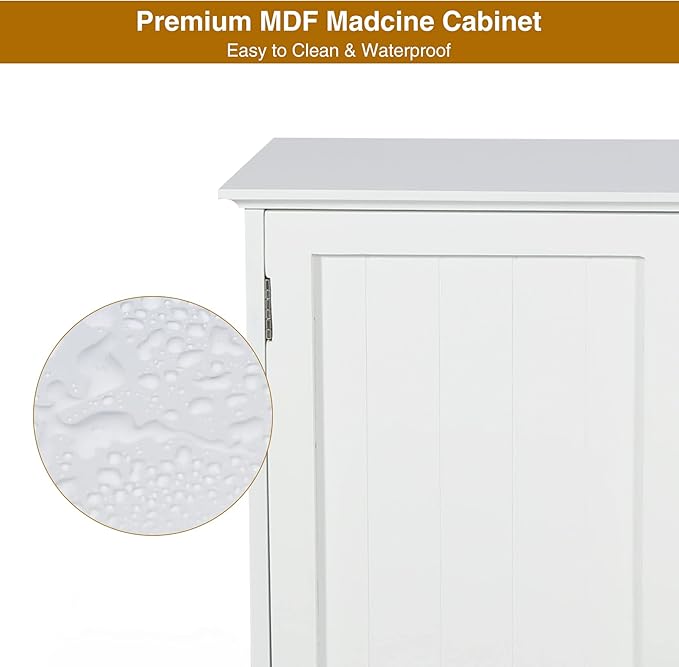 27.6in Length Bathroom Cabinet Wall Mounted,Over Toilet Storage Cabinet with 2 Doors and Adjustable Shelves,Wood Medicine Cabinet for Bathroom, White