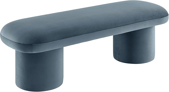 Modway Orla Performance Velvet Upholstered Bench in Cadet Blue
