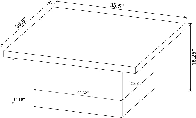 Coaster Home Furnishings - Devar - Wood - Square Coffee Table with Pedestal Base, Geometric Design and Contemporary Style - Living Room - White High Gloss - 710898