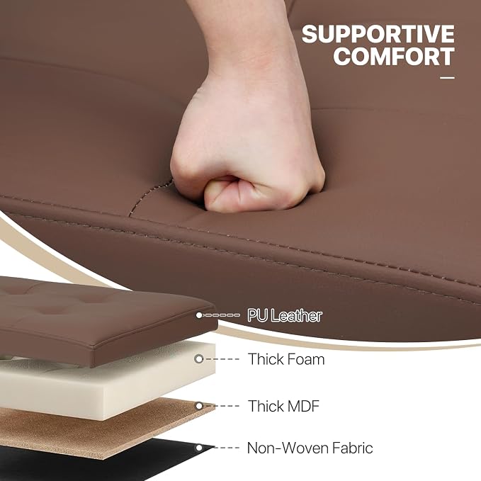 MoNiBloom Folding Storage Ottoman Cube, 15 Inches Small Ottoman with Storage, Footstool Rest Padded Seat for Living Room, Bedroom, Entryway, Hallway, Brown