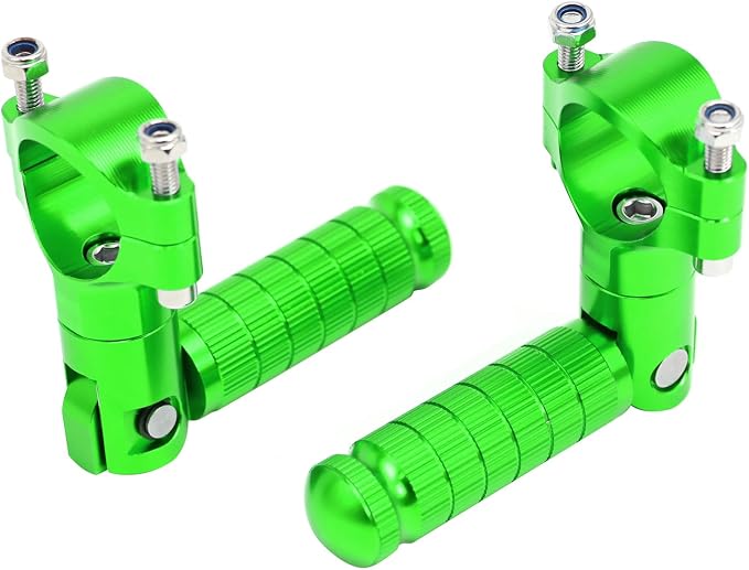 Foot Pegs Non-sliding Footrest Motorcycle Bicycle Folding Foot Pegs 90 Degree Foldable Electric Motorbike Passenger Footrests Rearsets Rear Set Footpegs Foot Rest Pedals (Green)