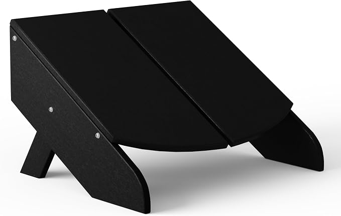 Costaelm Seaview Modern HDPE Plastic Folding Patio Adirondack Ottoman, Black