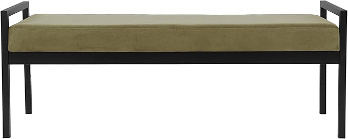 HomePop Modern Velvet Metal Bench| Modern Bench with Metal Leg | Bench for Living Room & Bedroom | Decorative Home Furniture - Light Sage Green Velvet