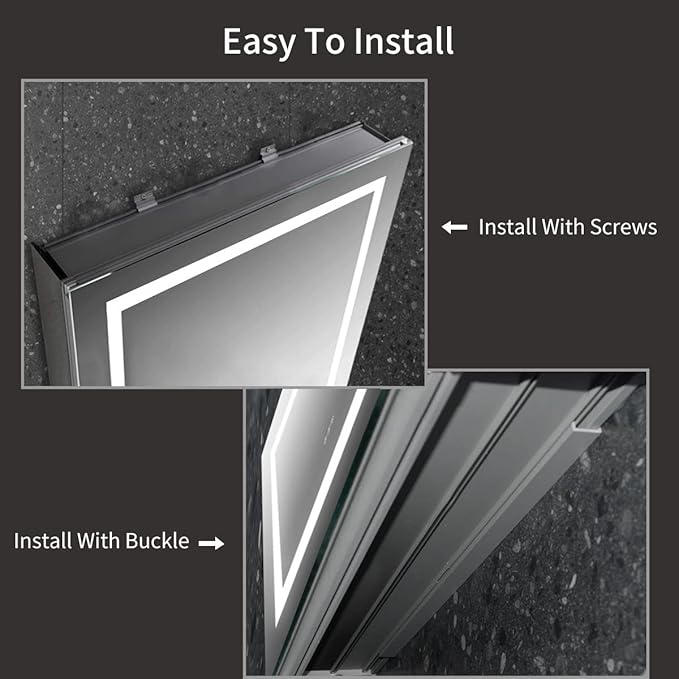 26 x 20 Inch Led Medicine Cabinet Outlet, Lighted Medicine Cabinets for Bathroom with Mirror, Recessed or Surface Wall Mounted, Defogger, Dimmer, Glass Door Cabinet with Single Door