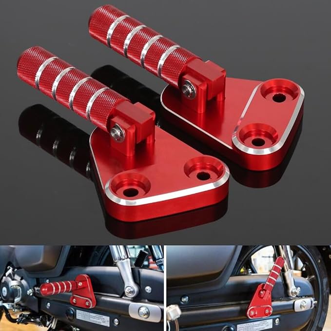 SUPER CUB C125 CNC Rear Folding Step Passenger Footrest Pedal Pegs Compatible with Super Cub 125 JA48 JA58 2018-2024 (Red)