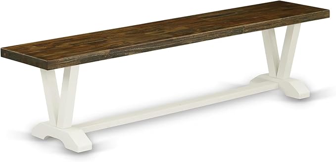 East West Furniture VB077 V-Style Modern Dining Room Bench with Wooden Seat, 72x15x18 Inch, Multi-Color