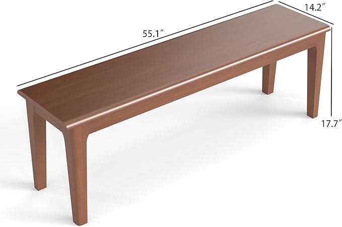 Dining Bench 55.1" Wood Solid Oak Wooden Bed End/Entryway Bench for Bedroom Living Room Kitchen(Brown)