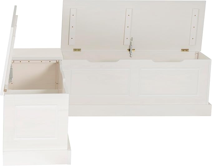 Linon Harris White Solid Pine Backless Nook with Interior Storage