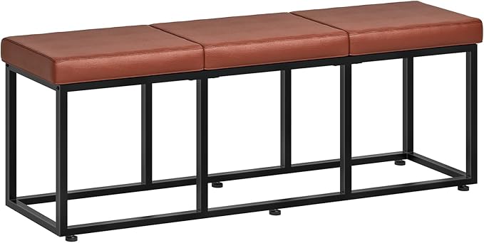 HOOBRO Dining Bench, Dining Room Bench with PU Leather Upholstered Seat, for Kitchen, Living Room, Hallway, Kitchen, Entryway, Bedroom, Brown and Black BC46CD01