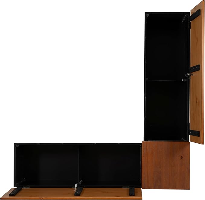 Linon Harris Black and Walnut Backless Kitchen Dining Nook with Hidden Storage Bench Space